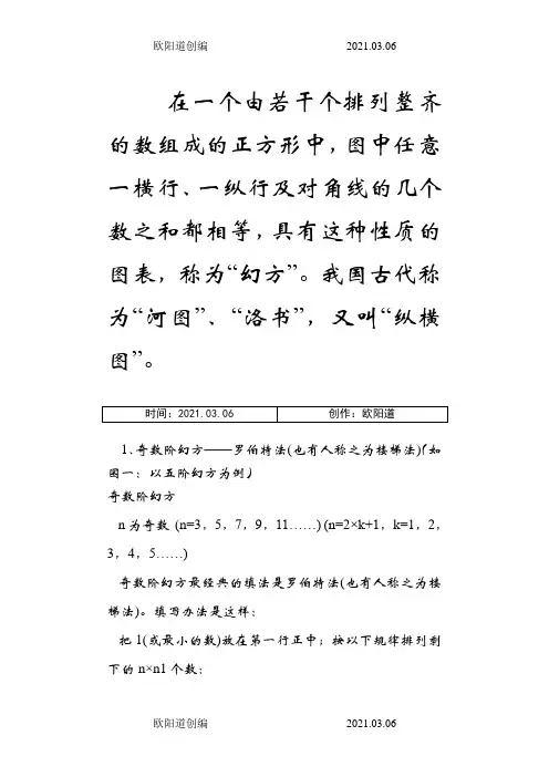 幻方解法整理归纳之欧阳道创编