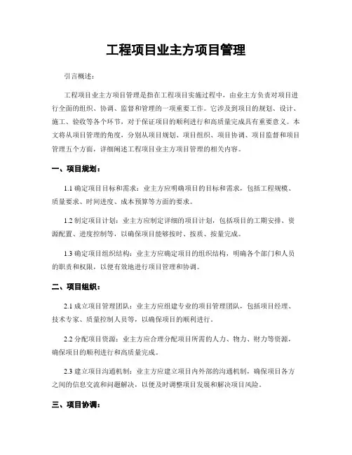工程项目业主方项目管理