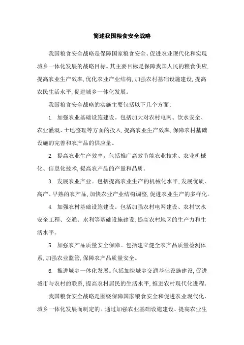 简述我国粮食安全战略