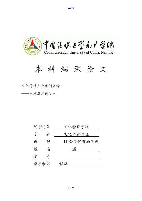 文化产业案例分析报告——以凤凰卫视为例