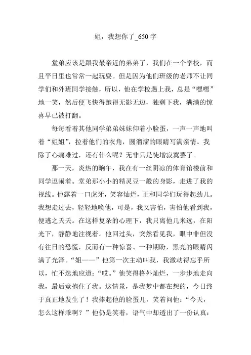 姐,我想你了_650字作文