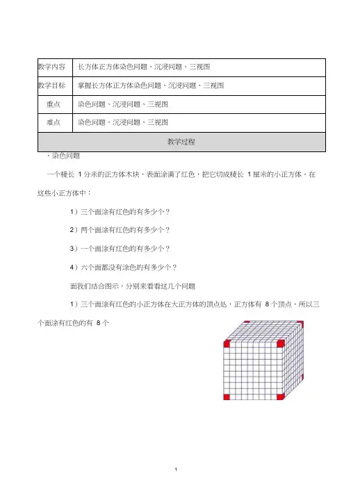 小学奥数长方体正方体染色问题、三视图知识点+例题+练习(分类全面)