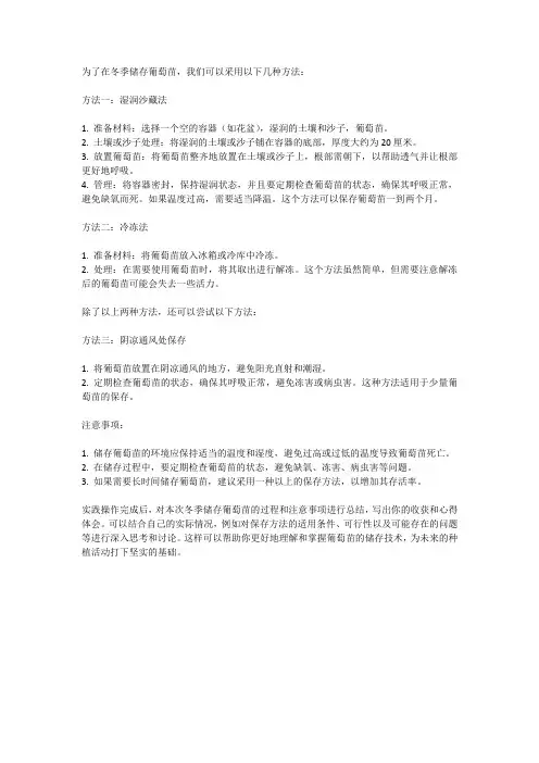 冬季储存葡萄苗的方法