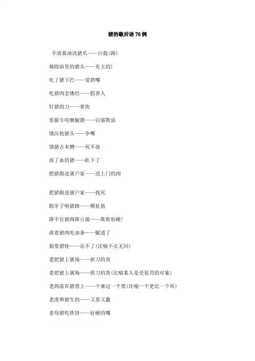 猪的歇后语70例