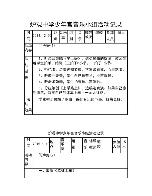 少年宫活动音乐小组记录