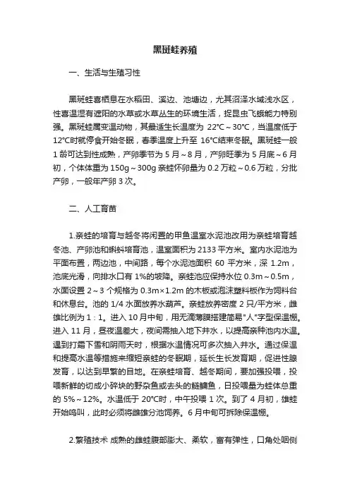 黑斑蛙养殖
