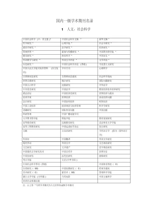 国内一级学报