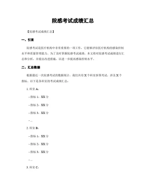 院感考试成绩汇总