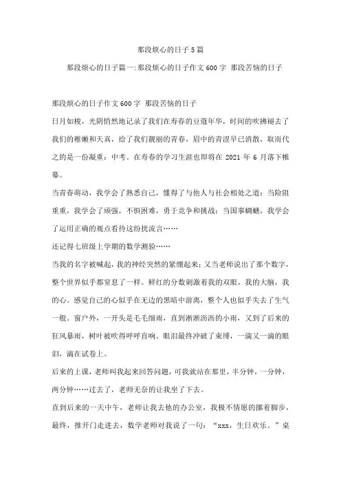那段烦心的日子5篇
