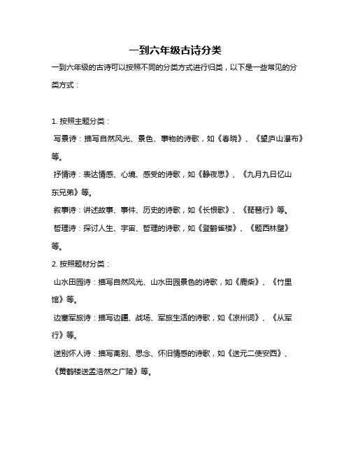 一到六年级古诗分类
