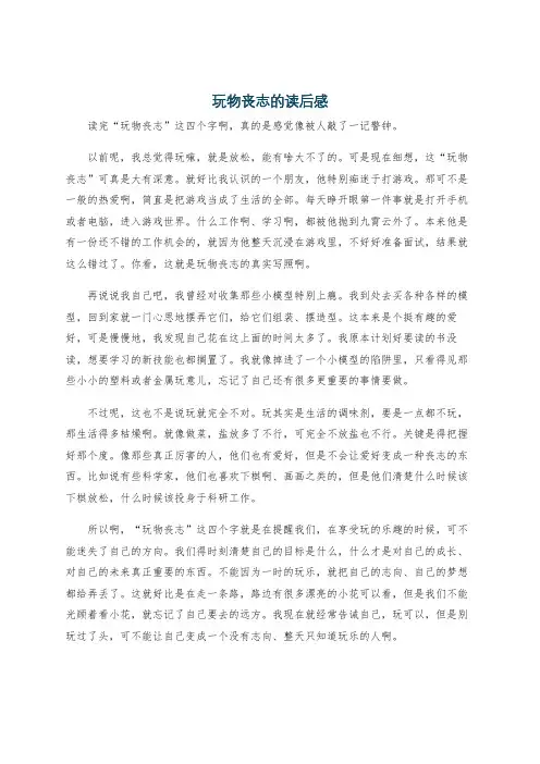 玩物丧志的读后感
