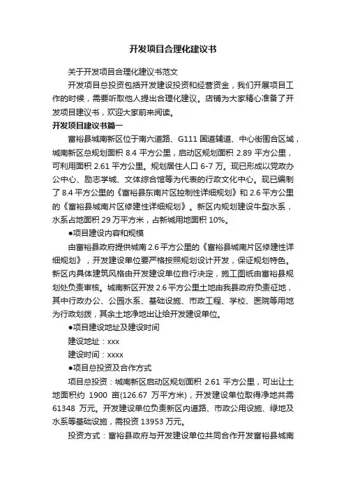 开发项目合理化建议书