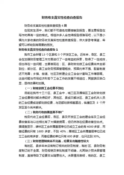 财务收支真实性检查自查报告