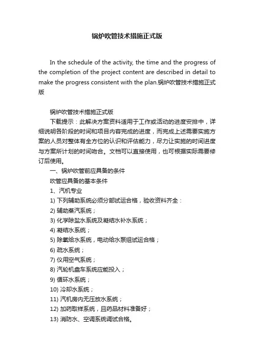锅炉吹管技术措施正式版
