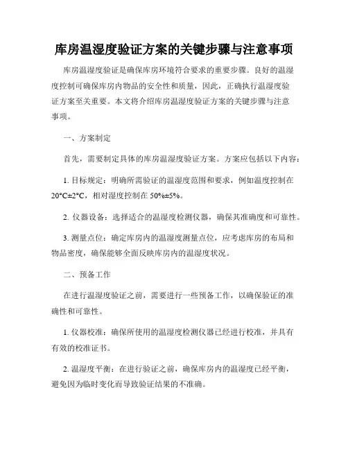 库房温湿度验证方案的关键步骤与注意事项