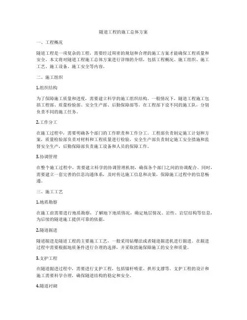 隧道工程的施工总体方案
