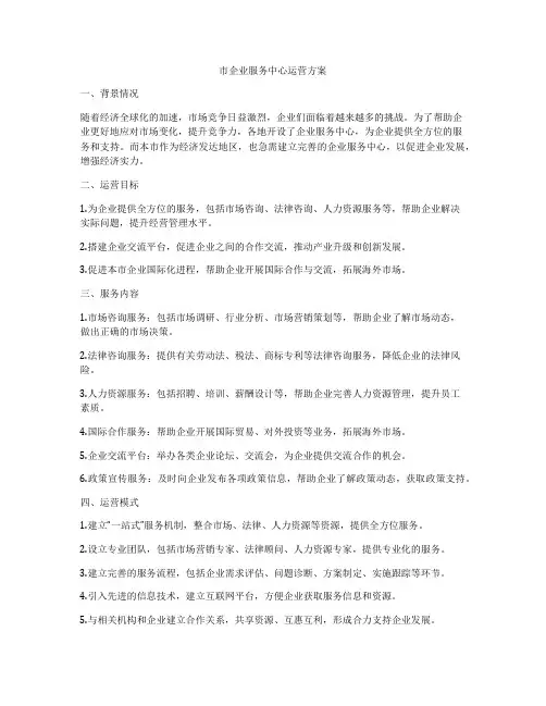 市企业服务中心运营方案
