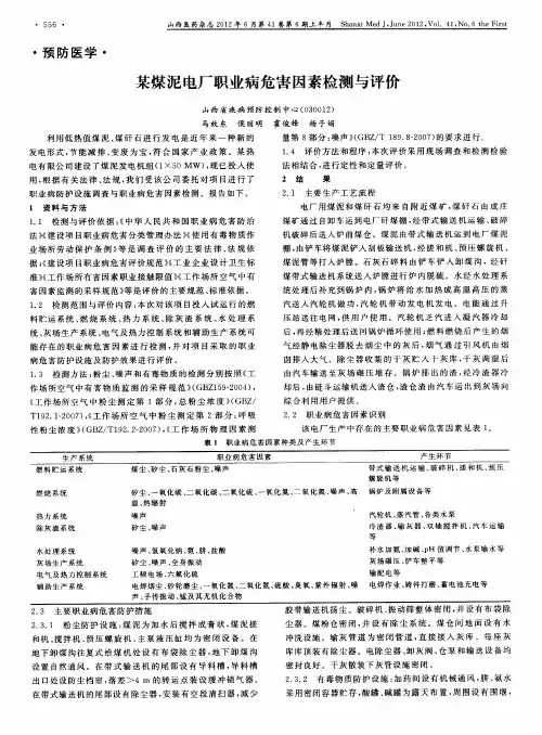 某煤泥电厂职业病危害因素检测与评价