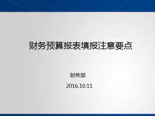 财务预算报表编报注意要点