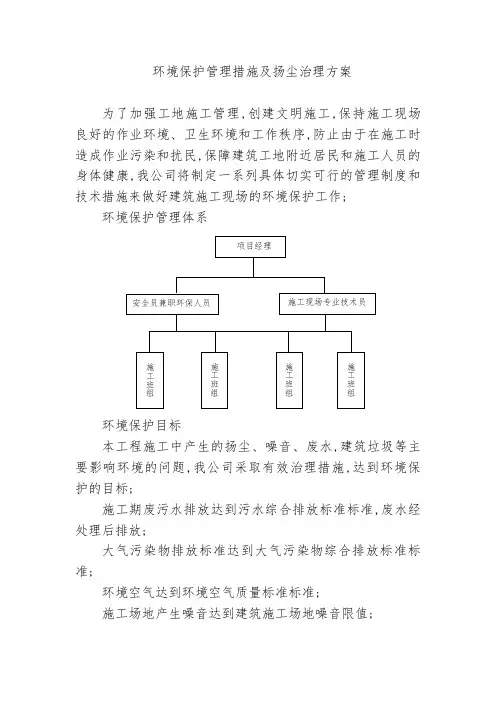 环境保护管理措施及扬尘治理方案