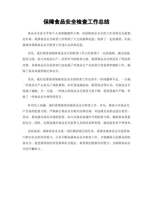 保障食品安全检查工作总结