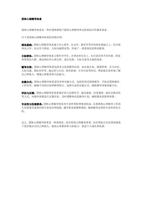 团体心理辅导体系