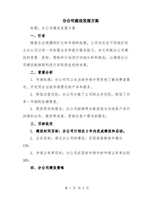 分公司建设发展方案