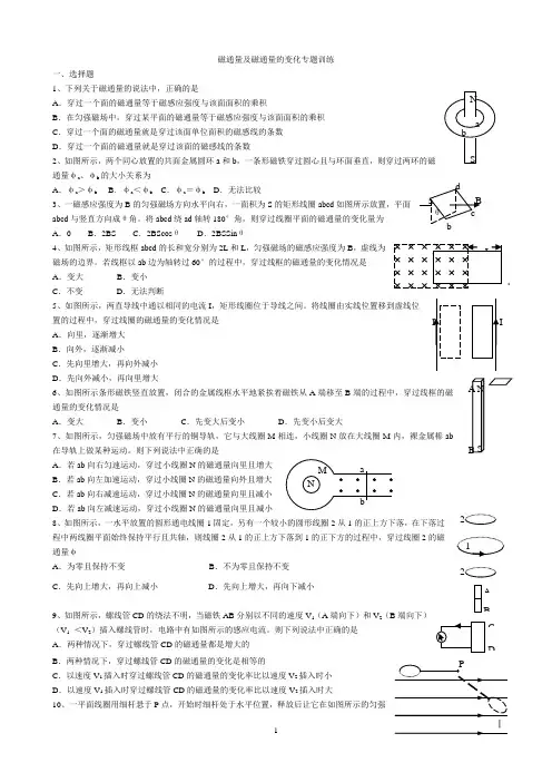 磁通量及磁通量的变化专题训练