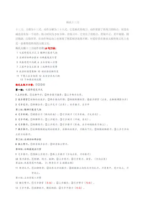 杨氏太极十三刀刀谱 hao 