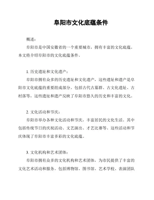 阜阳市文化底蕴条件