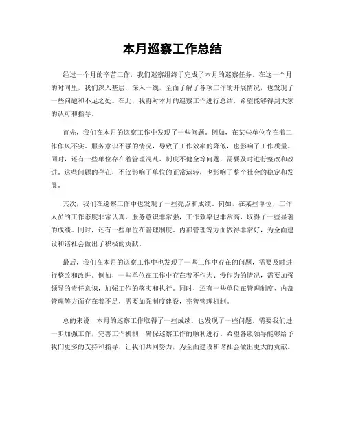 本月巡察工作总结
