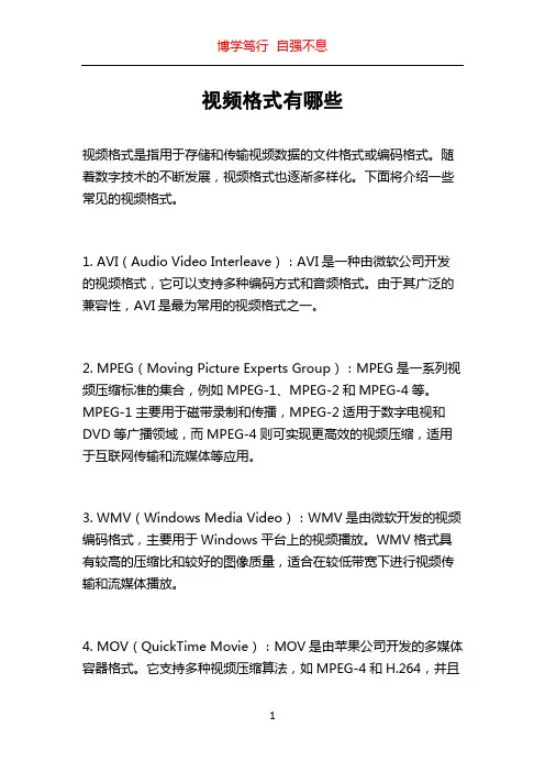 视频格式有哪些