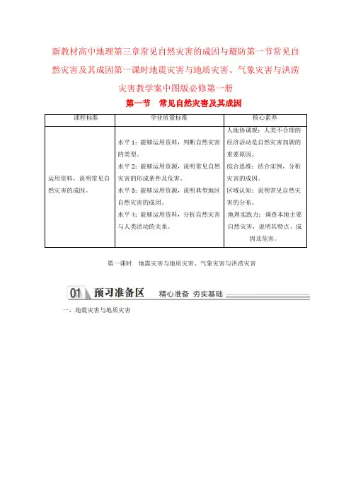 新教材高中地理第三章常见自然灾害的成因与避防第一节常见自然灾害及其成因第一课时地震灾害与地质灾害、气