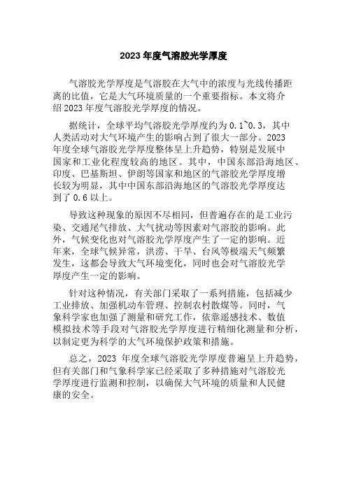 2023年度气溶胶光学厚度