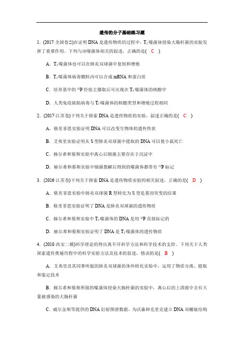 遗传的分子基础练习题(答案版)