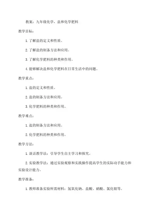 九年级化学盐化学肥料教案