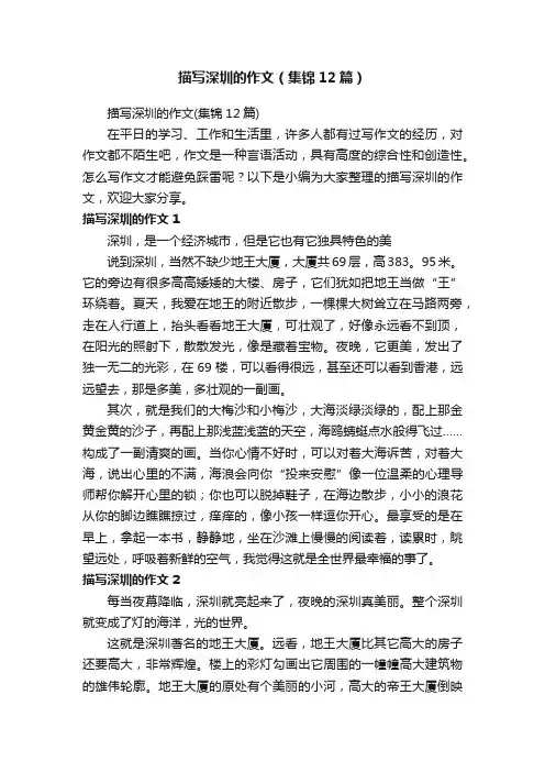 描写深圳的作文（集锦12篇）