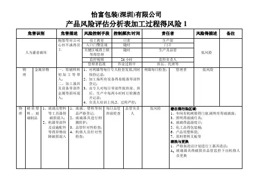 产品及制程风险评估表