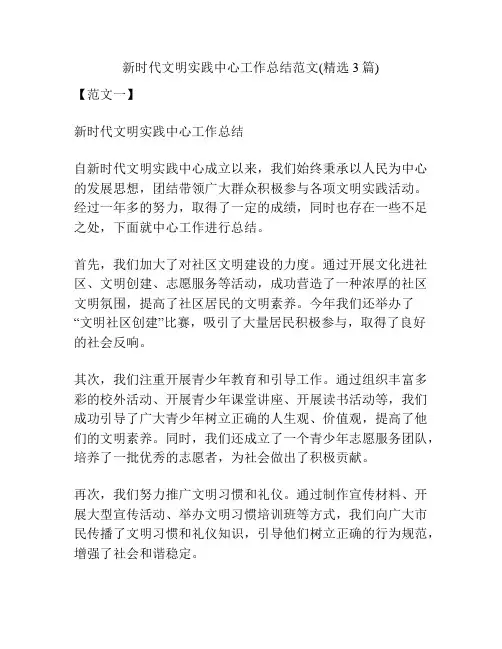 新时代文明实践中心工作总结范文(精选3篇)
