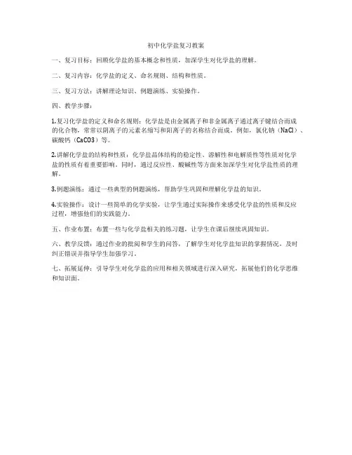 初中化学盐复习教案
