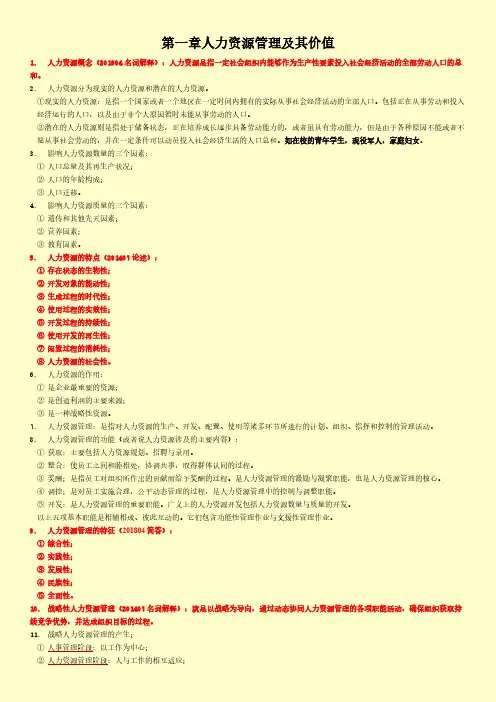 【自考笔记】自考06093人力资源开发与管理【考试必看】章节重点考点汇总浓缩