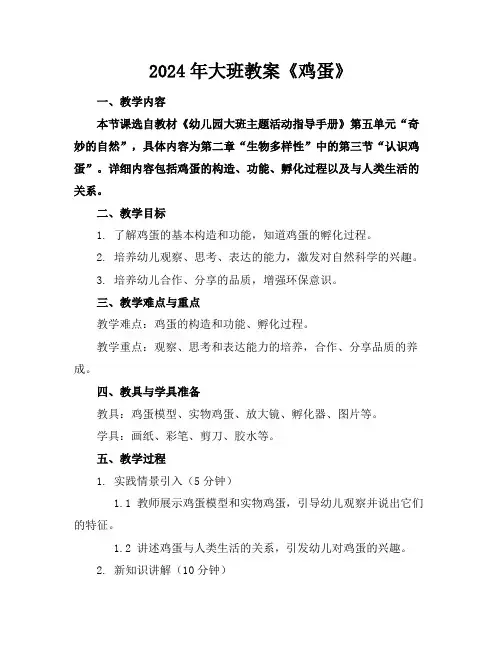 2024年大班教案《鸡蛋》