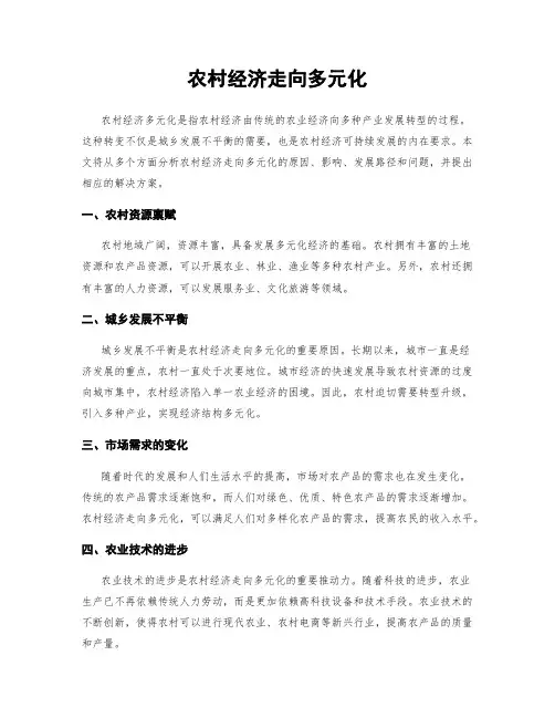 农村经济走向多元化