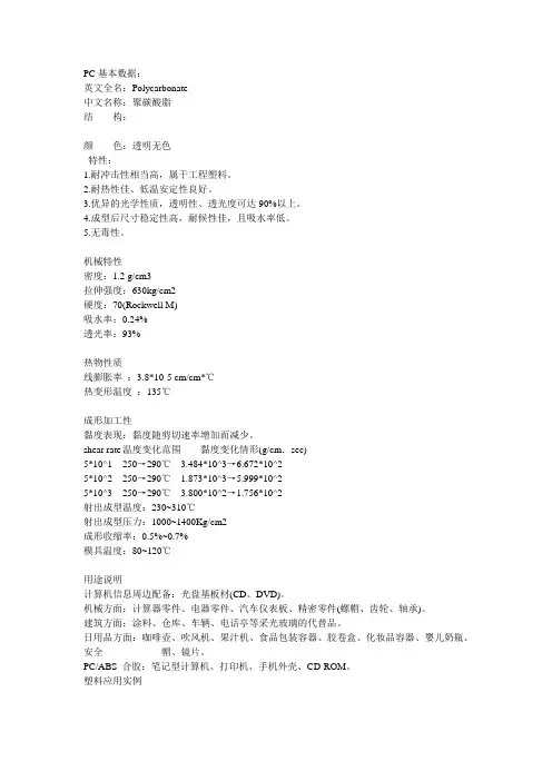 PC聚碳酸酯基本资料