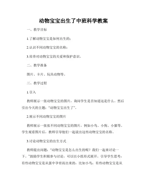 动物宝宝出生了中班科学教案
