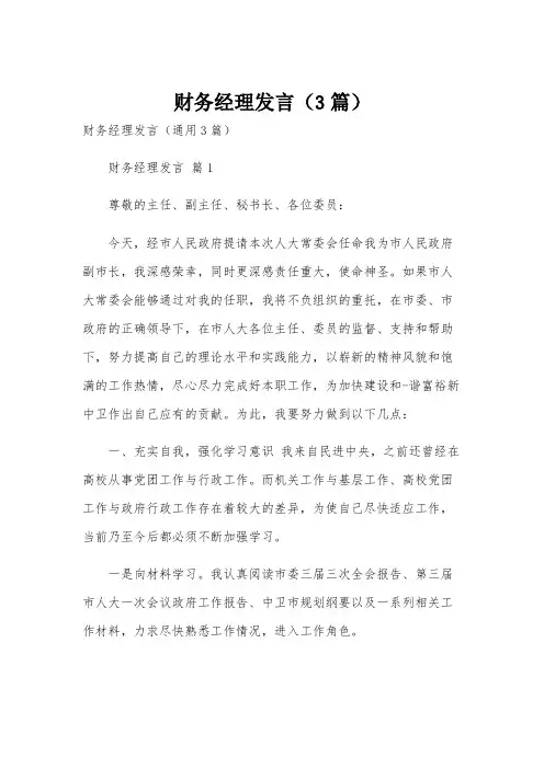 财务经理发言(3篇)