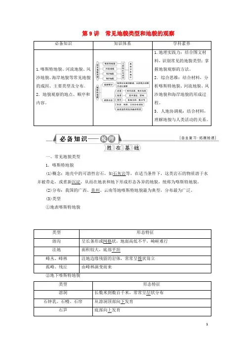 新教材高考地理一轮复习第四章地貌第讲常见地貌类型和地貌的观察学案新人教版