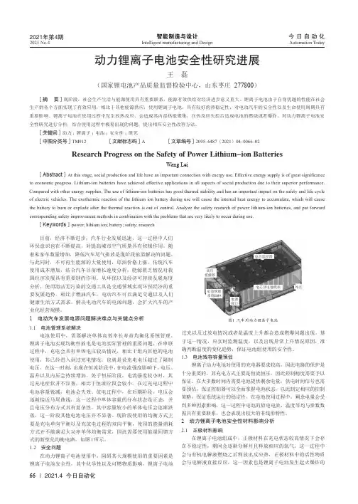 动力锂离子电池安全性研究进展