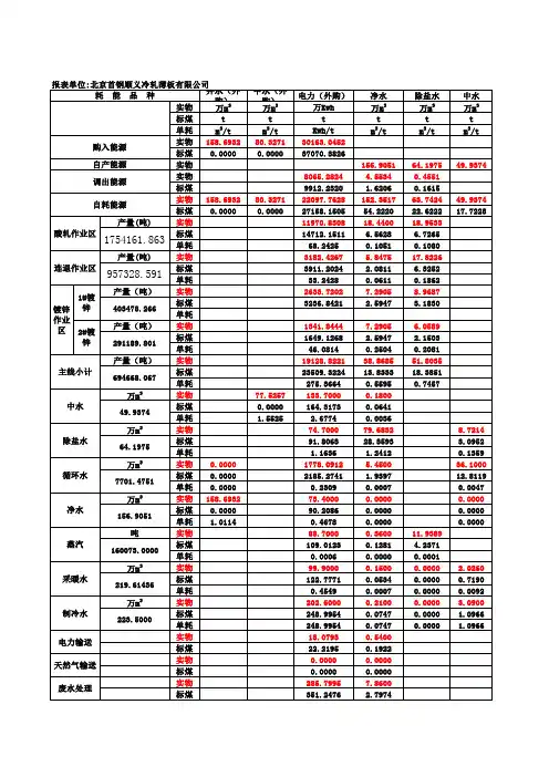 能耗平衡表