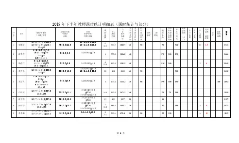 2019年下半年教师课时统计明细表5页